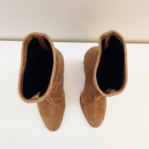 Alexander Wang Gia Suede Heeled boots sock bootie Ankle Size 37.5 leather brown - Picture 12 of 14